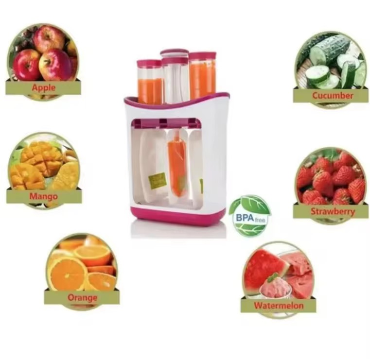 Squeeze Station Food maker With 10 Reusable Bags, 3 Dispensers Squeeze Station For Homemade Baby