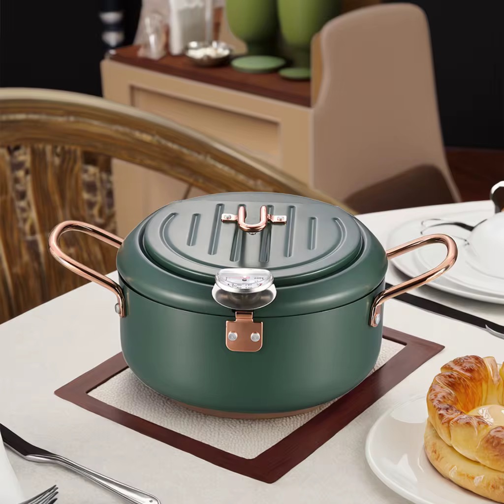 Double Ears mini Deep fryer pot with filter basket