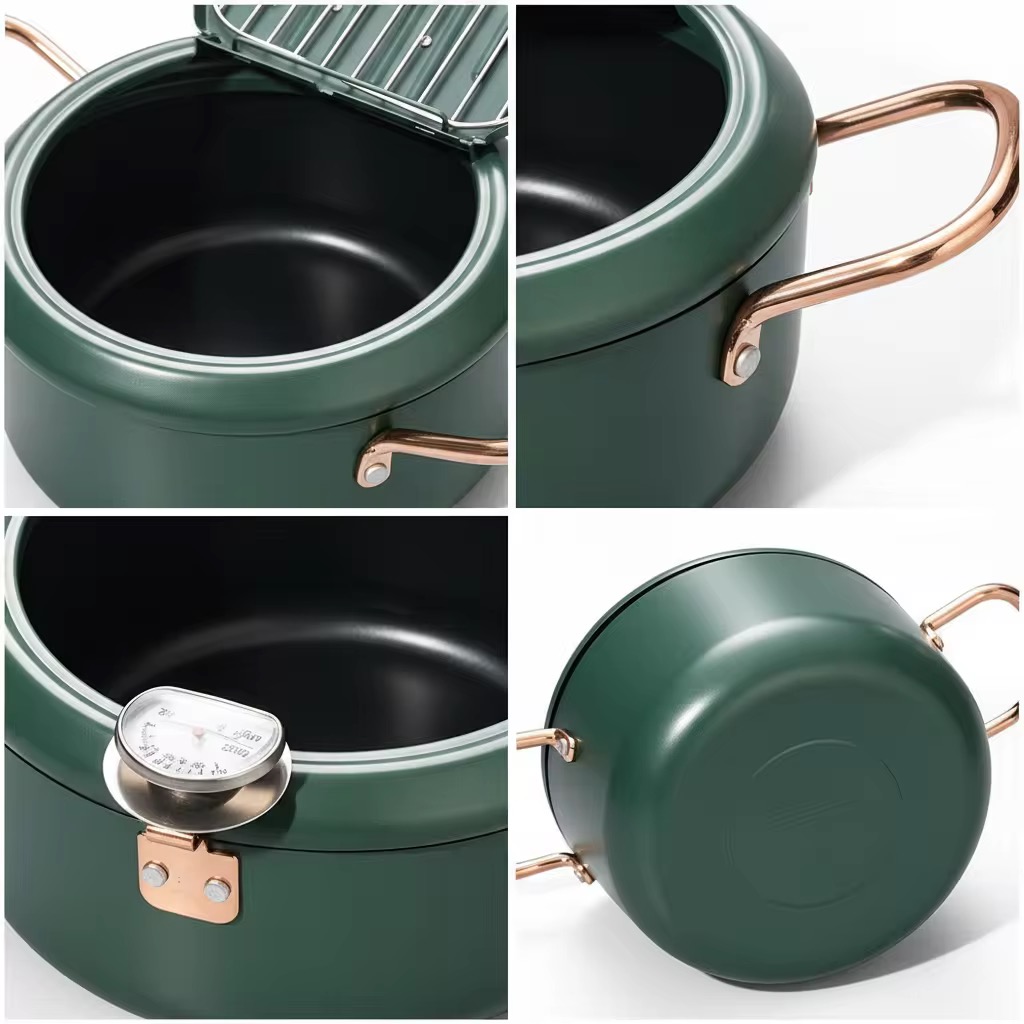 Double Ears mini Deep fryer pot with filter basket