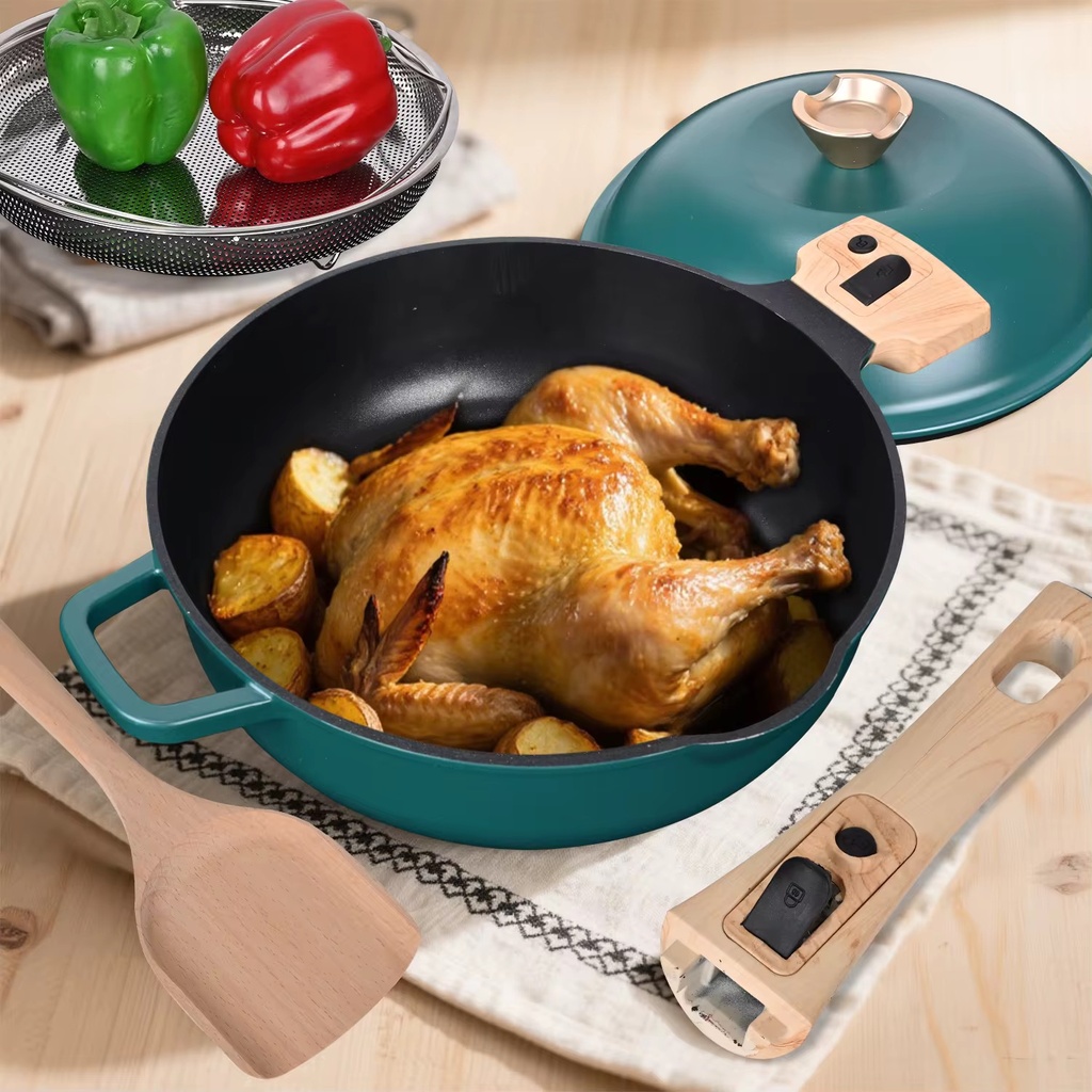 Multi-function cooker pot,non stick frying roasting ,detachable handle,
