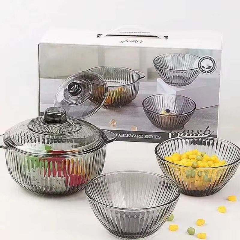 Portable travel tableware with Lid eco friendly modern salad plate and glasses