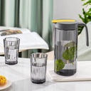 Glass water/juice jug with 4 pcs cups minimalist design with lid 32 oz