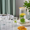 Glass water/juice jug with 4 pcs cups minimalist design with lid 32 oz