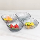 SQAURE GLASS BOWL PLATE TABLEWARE SET 6 PCS 