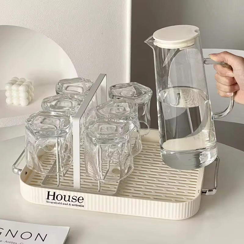 6 PCS DRINKING GLASS WATER BOTTLE SET OF 6