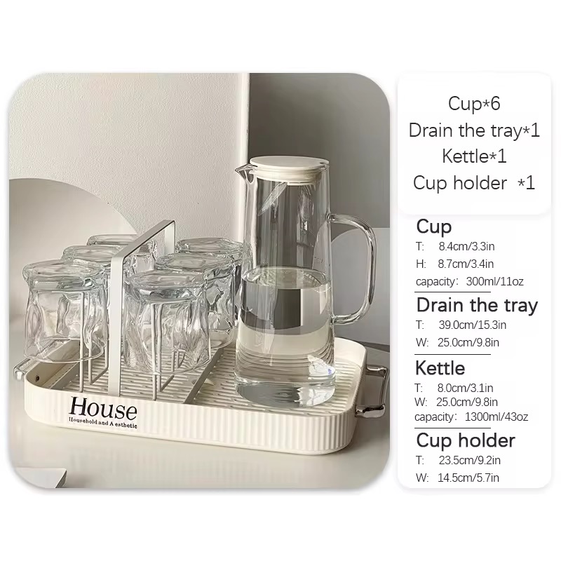 6 PCS DRINKING GLASS WATER BOTTLE SET OF 6