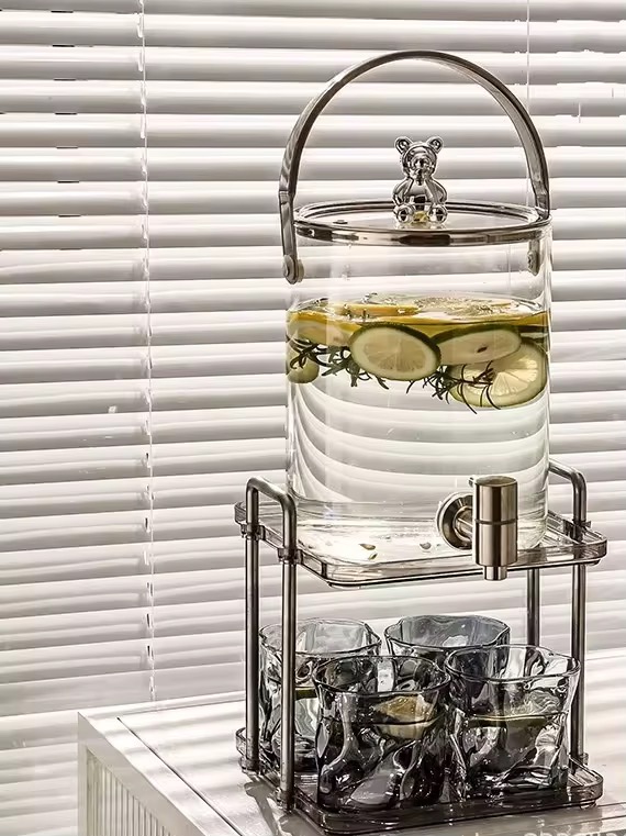 GLASS KETTLE SET WITH TAP LARGE CAPACITY BUCKET