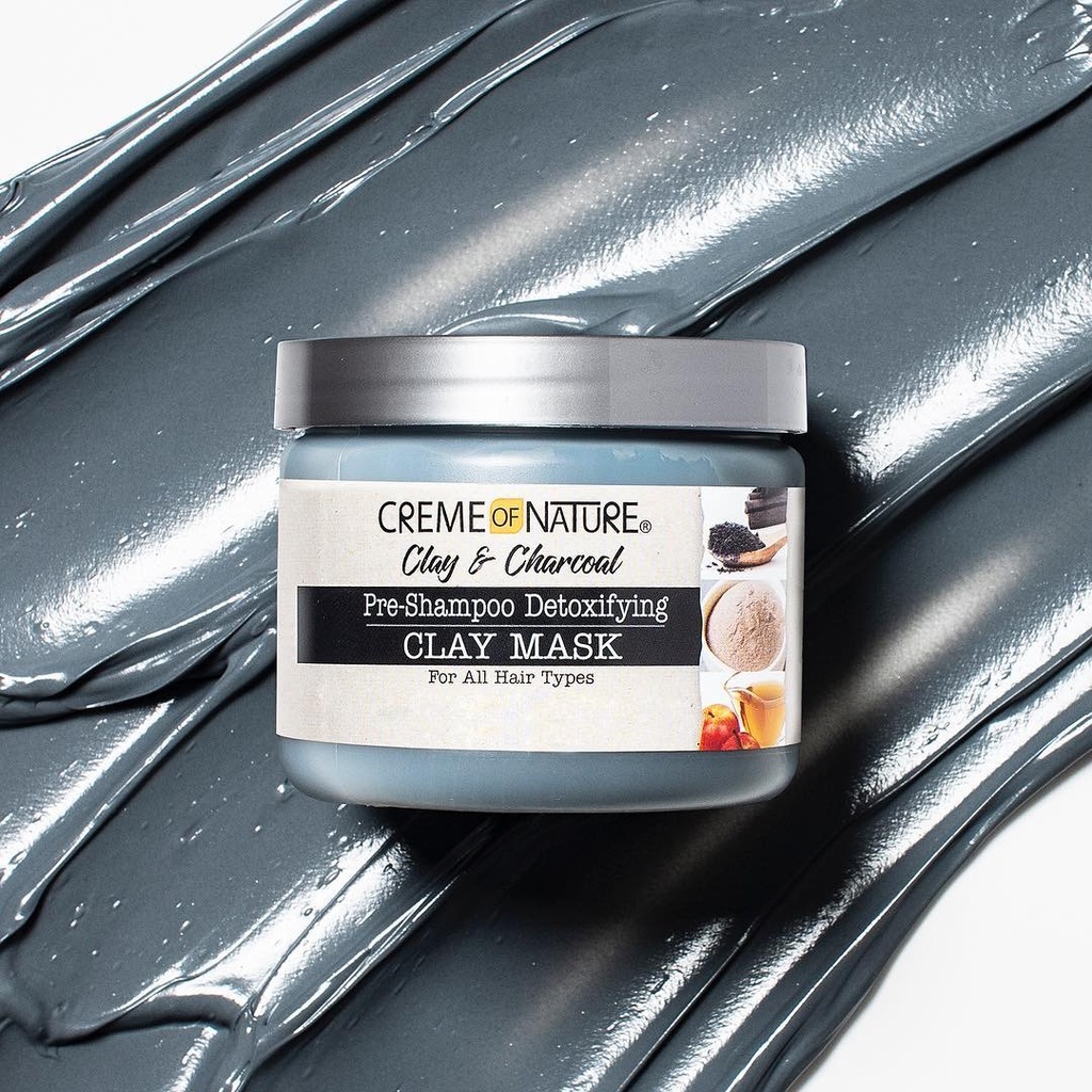 CREME OF NATURE Clay & Charcoal  (Masque à l'argile détoxifiant pré-shampooing) 326g