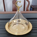 GOLD TRAY CHARGER PLATE WITH ALUMNIIUM ACRYLIC DOME SERVING TRAY