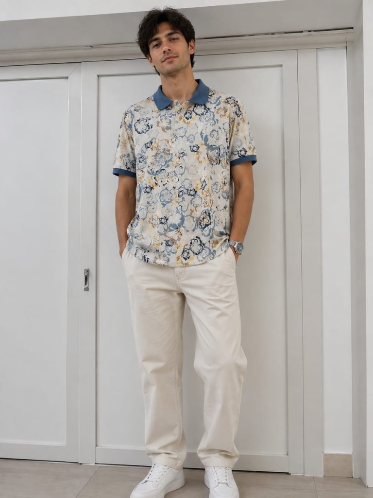 Polo shirt FRANCZIONI/BLUE FLORAL