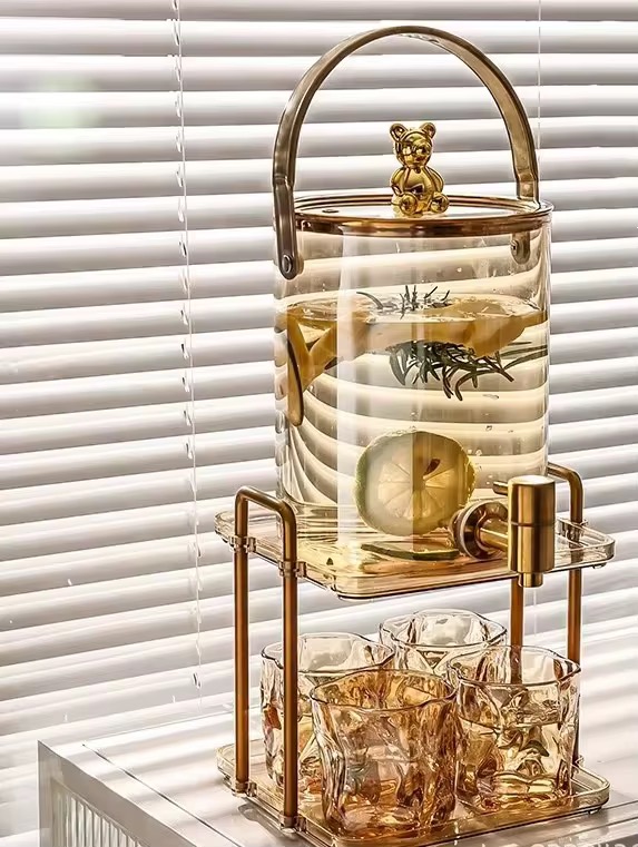 GLASS KETTLE SET WITH TAP LARGE CAPACITY BUCKET