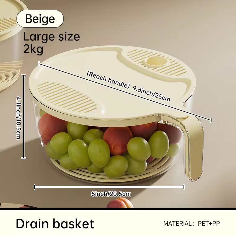 MULTIFUNCTIONAL DRAIN BASKETS KITCHEN STORAGE CONTAINERS WITH LID