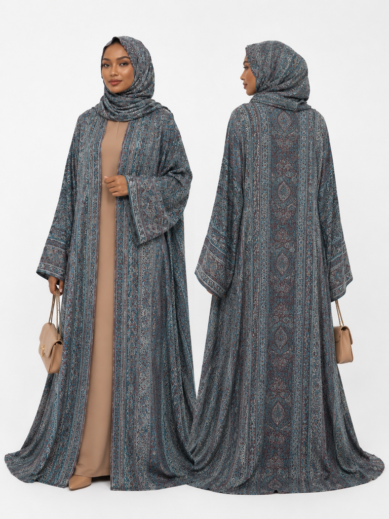 ABAYA PASHIMA BLUE FONCE
