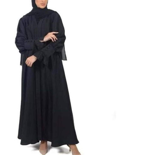 Abaya black with button design in the side