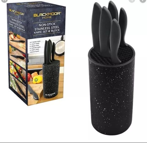 [66929] BLACKMOOR HOME - Non-Stick Stainless Steel Knife Set & Block