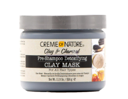 [CON42809] CREME DE NATURE Argile & Charbon  (Masque à l'argile détoxifiant pré-shampooing) 326g