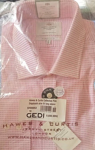 Collection HAWES & CURTIS pied-de-poule rose coupe slim à manches longues