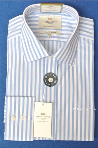 HAWES & CURTIS coupe slim rayée à manches longues (SSSFR018)(SH00060)