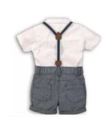 Striped shirt & braced short set (TIDE 04)