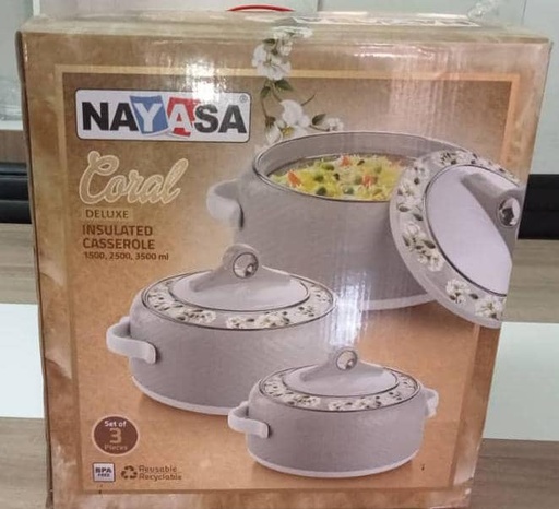 [NSNHP49014] NAYASA CASSEROLE CORAL 3PCS 1.5,2.5,3.5L
